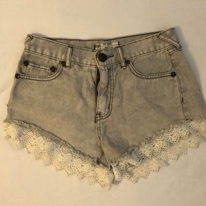 Free People Jean shorts with Lace trim
